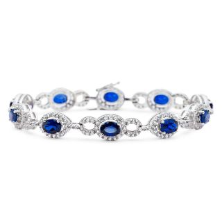 Lab Created Blue & White Sapphire Tennis Bracelet, Womens