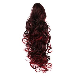 Dark Red Long Curly Ponytail Synthetic Hair Extensions