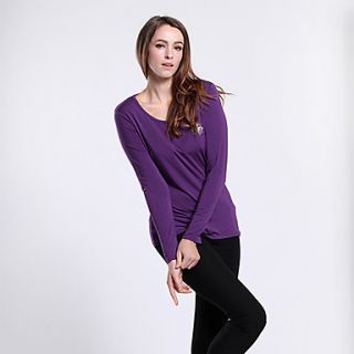 SEETRUE Womens Round Collar Printing Long Sleeve T Shirt(Purple)