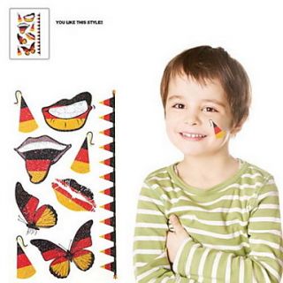2PCS Butterfly Pattern Germany World Cup Waterproof Tattoo Body Temporary Glitter Stickers
