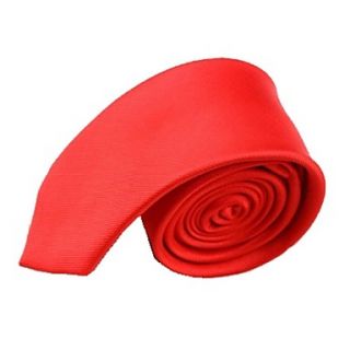 Mens Solid Colour Fashion Red Wedding Narrow Microfibre Necktie