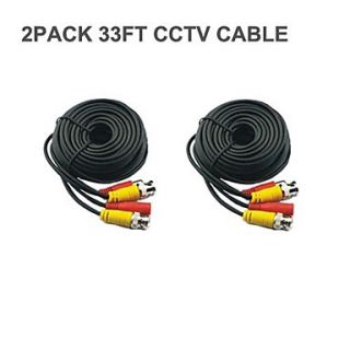 2PACK BNC Cable 33 Ft Power video Plug and Play Cable for CCTV Camera System Security