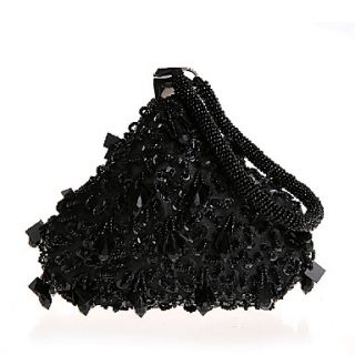 BPRX New WomenS Exquisite Handmade Triangle Evening Bag (Black)
