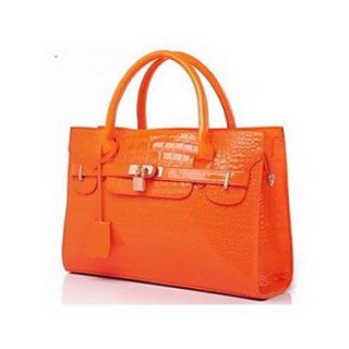 HONGQIU Womens Trendy Leather Tote Bag(Orange)