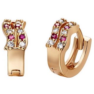 Classic Gold Or Silver Plated With Cubic Zirconia Womens Earrings(More Colors)