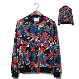 Mens Personality Floral Printing Outerwear
