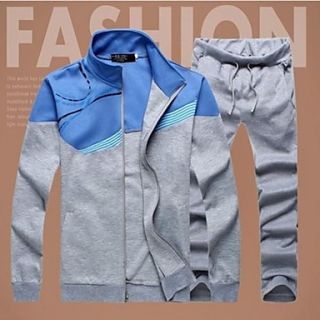 Mens Fashion Sports Casual Long Sleeve Splicing Coat Suits