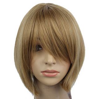 Capless Short Coffee Brown Straight Synthetic Hair Wig