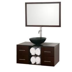 Wyndham Collection Abba Espresso 36 inch Single Bathroom Vanity Set (Espresso, Top Smoke GlassVanity dimensions 36 inches wide x 21 inches deep x 17.5 inches highMirror dimensions 36 inches wide x 24 inches highProfessional installation recommended. Thi