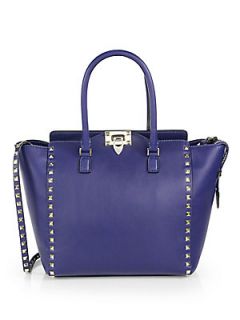 Valentino Rockstud Smooth Leather New Tote   Blue China