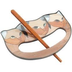 Inlaid Shawl Pin cat