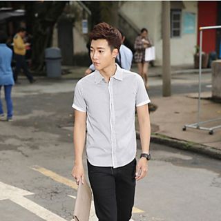 Senyue Mens Cotton Pure Color Short Sleeve Shirt (Black)