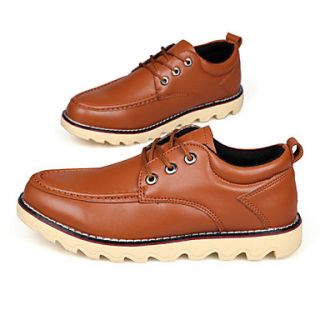 Trend Point Mens Popular Artificial Leather Shoes(Light Brown)