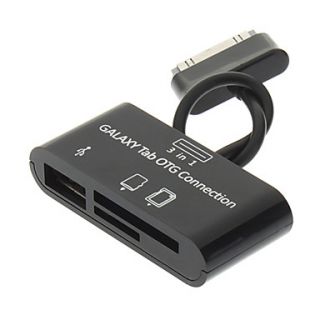 3 in one USB 2.0 Memory Card Reader/OTG Connection Kit for Galaxy Tab (Black)