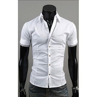 Midoo Short Sleeved Casual Stand Collar Shirt(White)