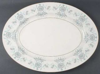 Castleton (USA) Caprice 18 Oval Serving Platter, Fine China Dinnerware   Gray F