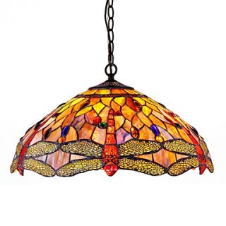 Butterflies Pattern Pendant, 3 Light, Mediterranean Style Metal Organic Glass Welding