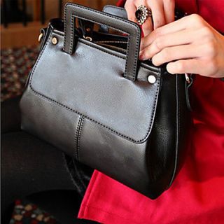 HONGQIU Womens Fashion Leather Tote Bag(Black)