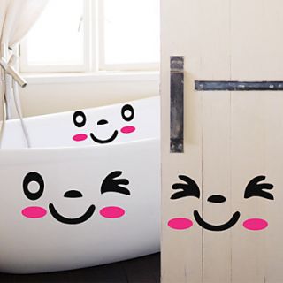 Cartoon Black Pink Smiling Face Wall Stickers