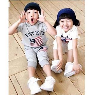 Boys Fashion Flag Stamp Hoodies Clothing Sets