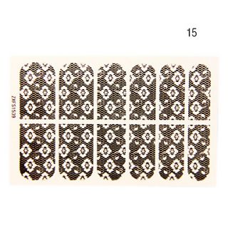 12PCS Cross Flower Shape Black Lace Nail Art Stickers NO.15
