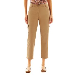 LIZ CLAIBORNE Slash Pocket Cropped Cargo Pants, Brown, Womens