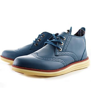 Trend Point Mens Popular Manmade Leather Shoes(Light Blue)