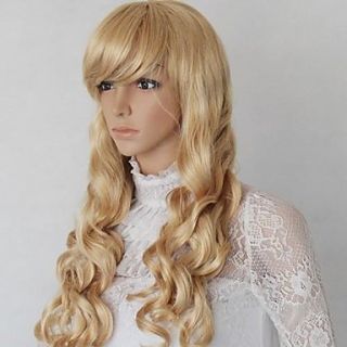 28 Inch Blonde Color Synthetic Fashion Lady Wig with Adjustable Size Cap