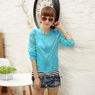 Loongzy Womens Korean Long Sleeve Thin Sunscreen Ventilate Blue Shirt