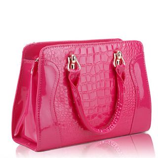 MIQIANLIN Womens Crocodile Stripe Fashion Handbag(Fuchsia)