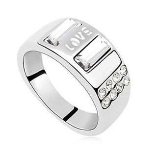 Xingzi Womens Charming White Love Pattern Made With Swarovski Elements Crystal Ting