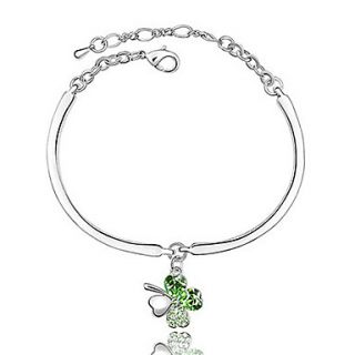 Xingzi Womens Charming Olive Clover Made With Swarovski Elements Crystal Dangling Bracklet