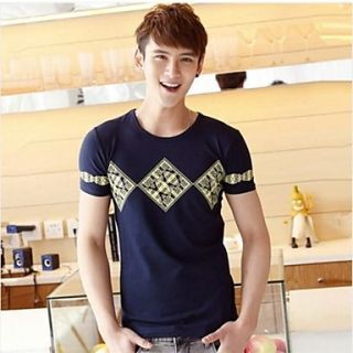 Mens Round Collar Casual Short Sleeve Printing T shirt(Except Acc)