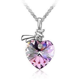 Xingzi Womens Charming Purple Heart Made With Swarovski Elements Crystal Dangling Necklace