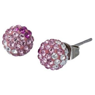 Stud Earrings with Crystals   Pink
