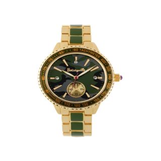 BETSEYVILLE Womens Round Dial Camouflage Watch, Gldtn/grn Camo