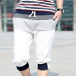 Mens Sports Casual Cropped Stripes Contrast Color Splicing Shorts