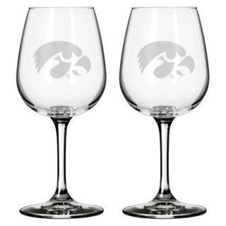 Boelter Brands NCAA 2 Pack Iowa Hawkeyes Satin Etch Wine Glass   12 oz