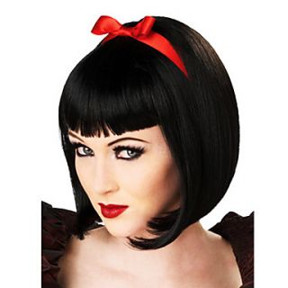 Fancy Ball Synthetic Party Wig Elegant Snow White Style Short Straight Wig(Black)