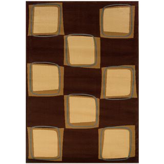 Brown And Cream Abstract Accent Rug (22 X 33)