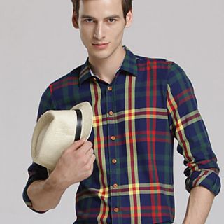 MSUIT Fashion MenS Grid Long Sleeve Shirt Z9135