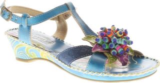 Womens Spring Step Pakuna   Turquoise Leather Ornamented Shoes