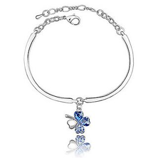 Xingzi Womens Charming Royal Blue Clover Made With Swarovski Elements Crystal Dangling Bracklet