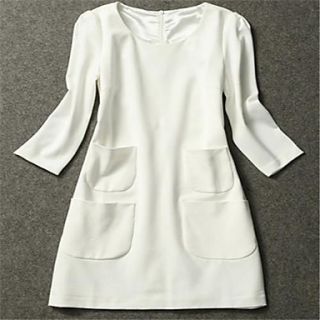 Women Half Sleeve 50% Silk 50% Cotton White Black Casual Dress