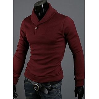Chaolfs Mens Korean Style Solid Color Slim Large Size Pullover Sweater(Wine)