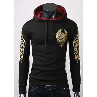 Chaolfs Mens Occident Slim Printing Long Sleeve Hoodie(Screen Color)