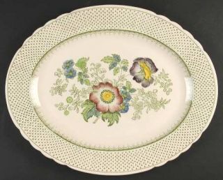 Masons Paynsley Green Multicolor 15 Oval Serving Platter, Fine China Dinnerwar