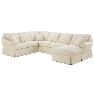 Friday Twill 4 pc. Slipcovered Chaise Sectional, Natural