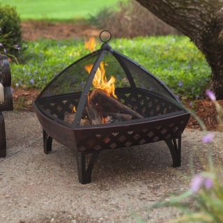  Red Ember Artisan Crossweave 35 in. Fire Bowl with Dome Spark Screen,