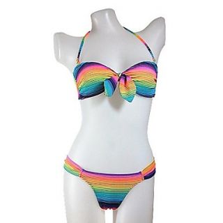 Womens Sexy Rainbow Stripe Push Up Bikini